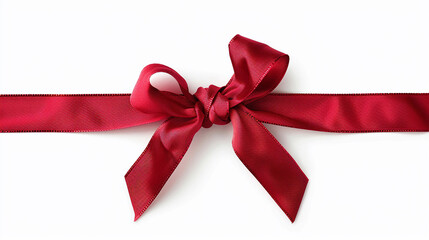 Hand-tied red satin gift bow tied on a pure white background wallpaper.