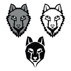 Wolf Mascot E sport Logo Line Cartoon Art Vector Illustration