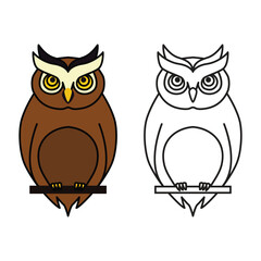 Owl Art Line Art Icon Vector Illustration 
