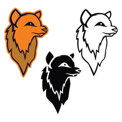 Fox Mascot Logo Line Art Vector illustration