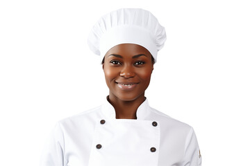 Women chef isolated on transparent background png cutouts. Images for graphic designers. Black women. Image for flyers. Topics related to cooking. Cooking world. Job offer. Recruitment. Africa.