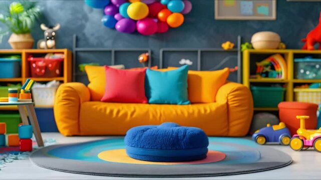 Living room transformed into a playful childrens toy paradise. Concept Playful Design, Kids' Paradise, Toy Wonderland
