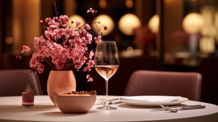 Elegant wedding menu invitation card mockup on lavish dining table setting in upscale restaurant