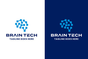 Obraz premium Brain with Smart Technology Logo Design