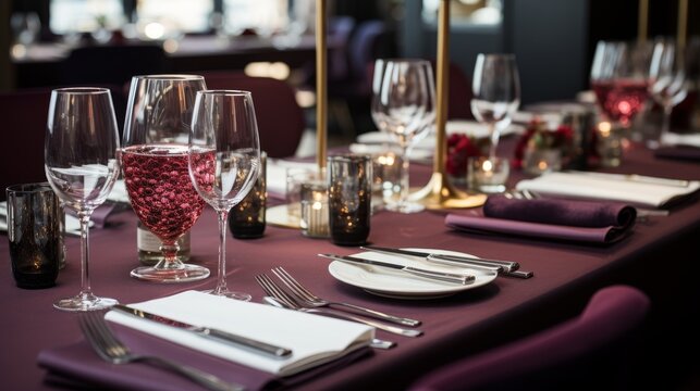 Elegant wedding menu invitation card mockup on luxurious fine dining table setting