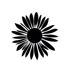 Daisy flower icon silhouette ,vector  botanical style logo with white background. 