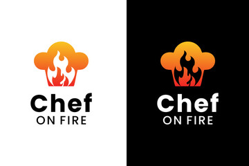 Chef Hat with Burning Fire logo Design