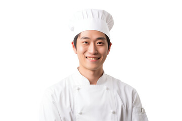 Asian men chef isolated on transparent background png cutouts. Images for graphic designers. Image for flyers. Topics related to cooking. Cooking world. Job offer. Recruitment. Asia. Asian. China. 