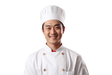 Asian men chef isolated on transparent background png cutouts. Images for graphic designers. Image for flyers. Topics related to cooking. Cooking world. Job offer. Recruitment. Asia. Asian. China. 