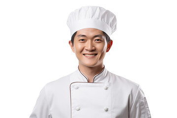 Asian men chef isolated on transparent background png cutouts. Images for graphic designers. Image for flyers. Topics related to cooking. Cooking world. Job offer. Recruitment. Asia. Asian. China. 