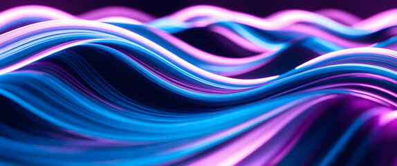 Obraz premium Abstract Neon Waves - Vibrant Purple and Blue Energy Flow Background, waves