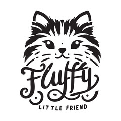 Fluffy little friend cat typography t-shirt design