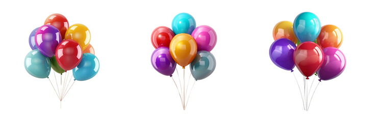 Colorful party balloons isolated on transparent background