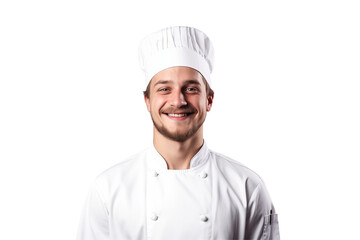European men chef isolated on transparent background png cutouts. Images for graphic designers. Image for flyers. Topics related to cooking. Cooking world. Job offer. Recruitment. American. French.