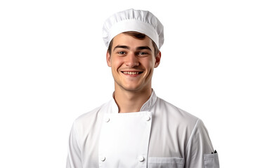 European men chef isolated on transparent background png cutouts. Images for graphic designers. Image for flyers. Topics related to cooking. Cooking world. Job offer. Recruitment. American. French.