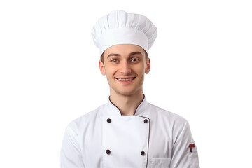 European men chef isolated on transparent background png cutouts. Images for graphic designers. Image for flyers. Topics related to cooking. Cooking world. Job offer. Recruitment. American. French.