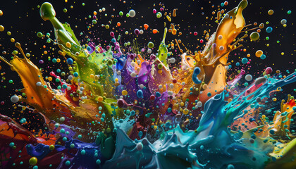 explosion of paint of many colors