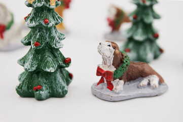 Miniature Christmas Dogs for Holiday Model Railroad Village Decor