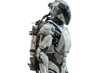 Futuristic Exoskeleton Suit with Solid Background