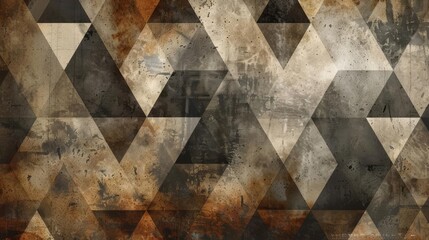 Geometric abstract minimalism, muted earth palette, triangles forming a geometric grid