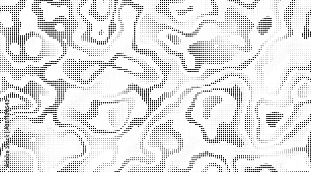 Aufkleber Monochrome gradient halftone dots background. Overlay png illustration. Abstract grunge dots on transparent background