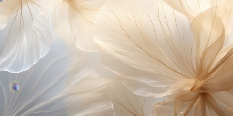 Close-Up of Translucent White Leaves with Vein Patterns