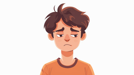 Illustration of a sad boy in an orange shirt, capturing feelings of sadness and disappointment, reflecting typical childhood emotions.