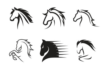 Creative Horses heads Without Facial Features Set Collection Logo Symbol Vector Icons Design Illustration