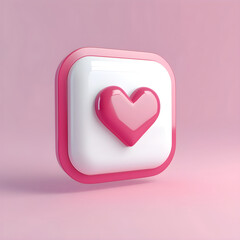 3D glossy social media avatar icon with pink heart, image for websites