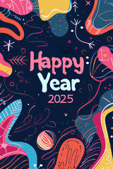 Abstract Happy New Year 2025 Design