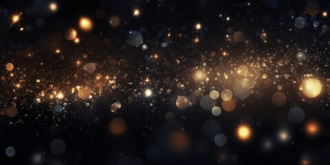 Abstract Cosmic Dust Particles and Glittering Stars on Dark Background