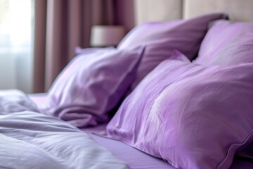 Cozy Purple Bedroom with Soft Bedding and Elegant Decor