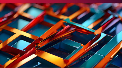 Geometric abstract pattern in red and blue tones