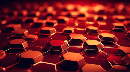 Fototapeta premium Abstract hexagonal pattern in warm red tones