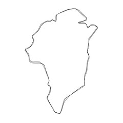 Greenland simplified map.Thin triple pencil sketch outline isolated on white background. Simple vector icon © pyty