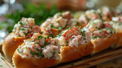 Mini Lobster Rolls. Fresh Lobster Rolls with Parsley
