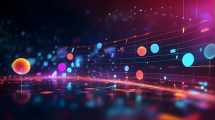 Vibrant abstract network spheres and lines design