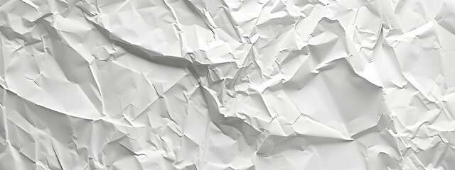 White crumpled paper texture, generative, high resolution image suitable for backgrounds and overlays, use as a textured background, space for text