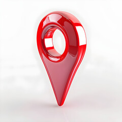 Red map pointer isolated on a light background, red location icon, position marker, navigation 