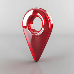 Red map pointer isolated on a light background, red location icon, position marker, navigation 