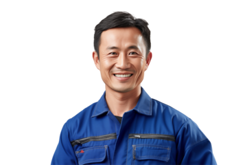 Asian men mechanic on transparent background png cutouts. Images for graphic designers. Image for flyers. Topics related to mechanic. Mechanic world. Job offer. Recruitment. Asia. Asian. China. Japan.