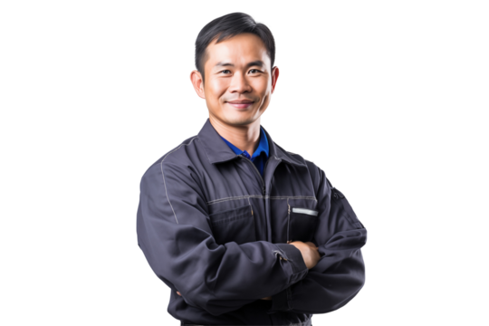Asian men mechanic on transparent background png cutouts. Images for graphic designers. Image for flyers. Topics related to mechanic. Mechanic world. Job offer. Recruitment. Asia. Asian. China. Japan.
