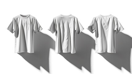 A blank White 3d ultra realistic t-shirt , shirt sleeve t-shirt , Apparel company concept, good for garment printing business 