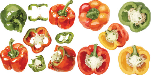 bell pepper watercolor clipart