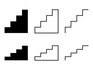 シンプルな階段アイコンセット：黒