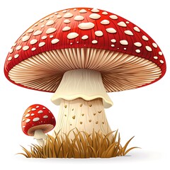 Red Mushrooms with White Spots Illustration