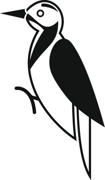 recommend clip art: Simple illustration of a woodpecker perching, designed in black and white