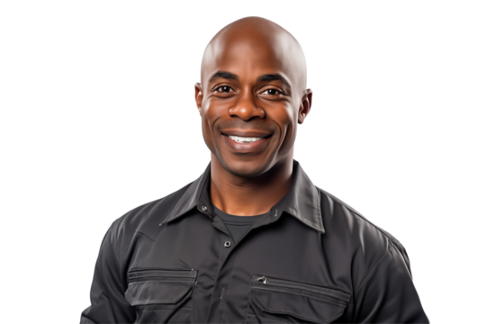 Afro american men mechanic on transparent background png cutouts. Images for graphic designers. Image for flyers. Topics related to mechanic. Mechanic world. Job offer. Recruitment. Africa. Afro.