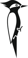 Black and white woodpecker bird standing side view icon