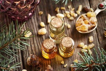 Christmas mix of essential oils with frankincense and spruce tree